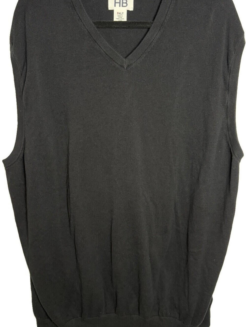 Harbor Bay HB Sweater Vest Mens 3XLT Black V Neck 100% Cotton Big Tall